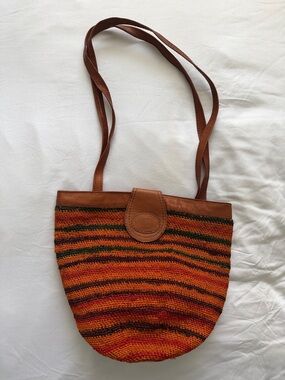 New never worn Handwoven Orange Striped Shoulder Bag